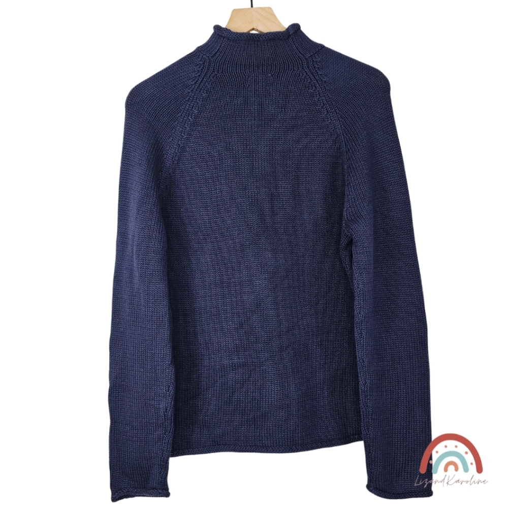 New! J. Crew 1988 Rollneck Sweater in Cotton Navy Unisex - Picture 4 of 11